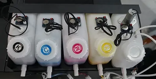 Ink Cartridges all with low ink alarm and white ink Cartridges equipped with a white ink mixer Prevent ink set to damage the print heads