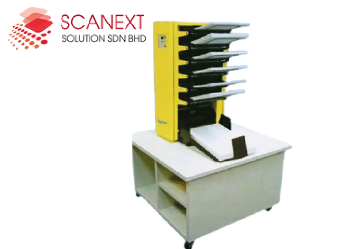 Paper collator machine for automatic document sorting in offices or print shops