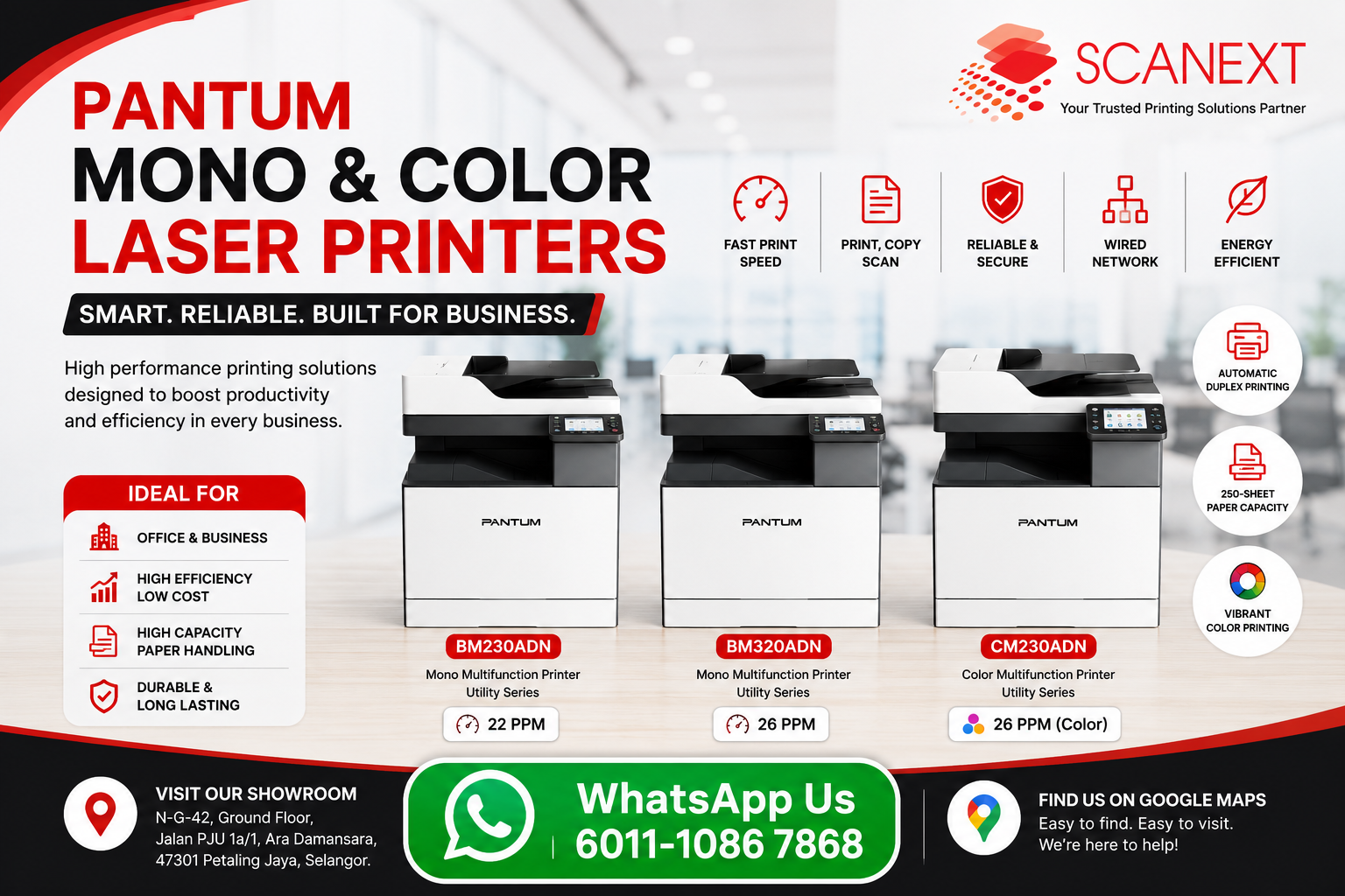 Pantum printer Petaling Jaya, Pantum BM230ADN, Pantum BM320ADN, Pantum CM230ADN