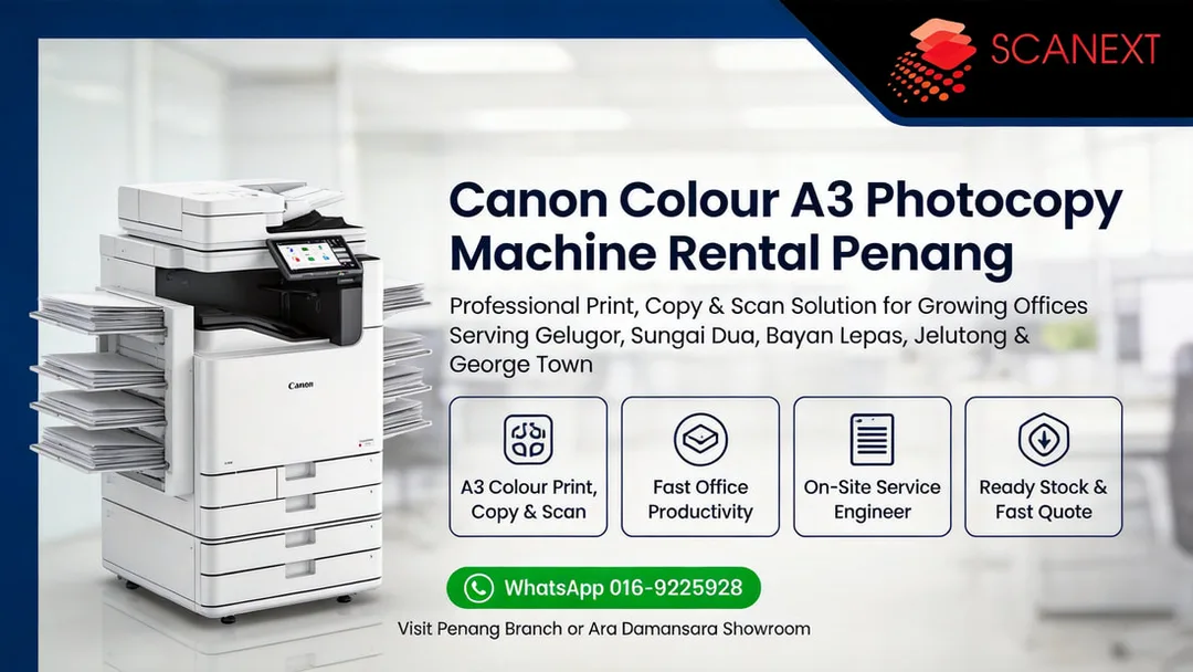 Penang Canon A3 Colour Photocopy Machine Rental Scanext