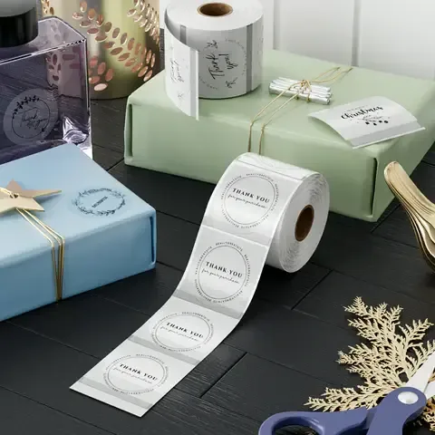 Print on roll silver sticker color & white ink