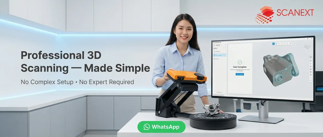 automated desktop 3D scanner for small-to-mid objects. Great for teams who want easy “scan → export” without complex setup