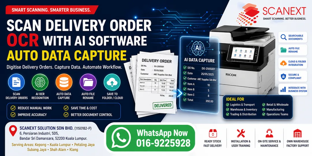Scan Delivery Order OCR AI Software Auto Data Capture Ricoh Smart Integration Scanext KL