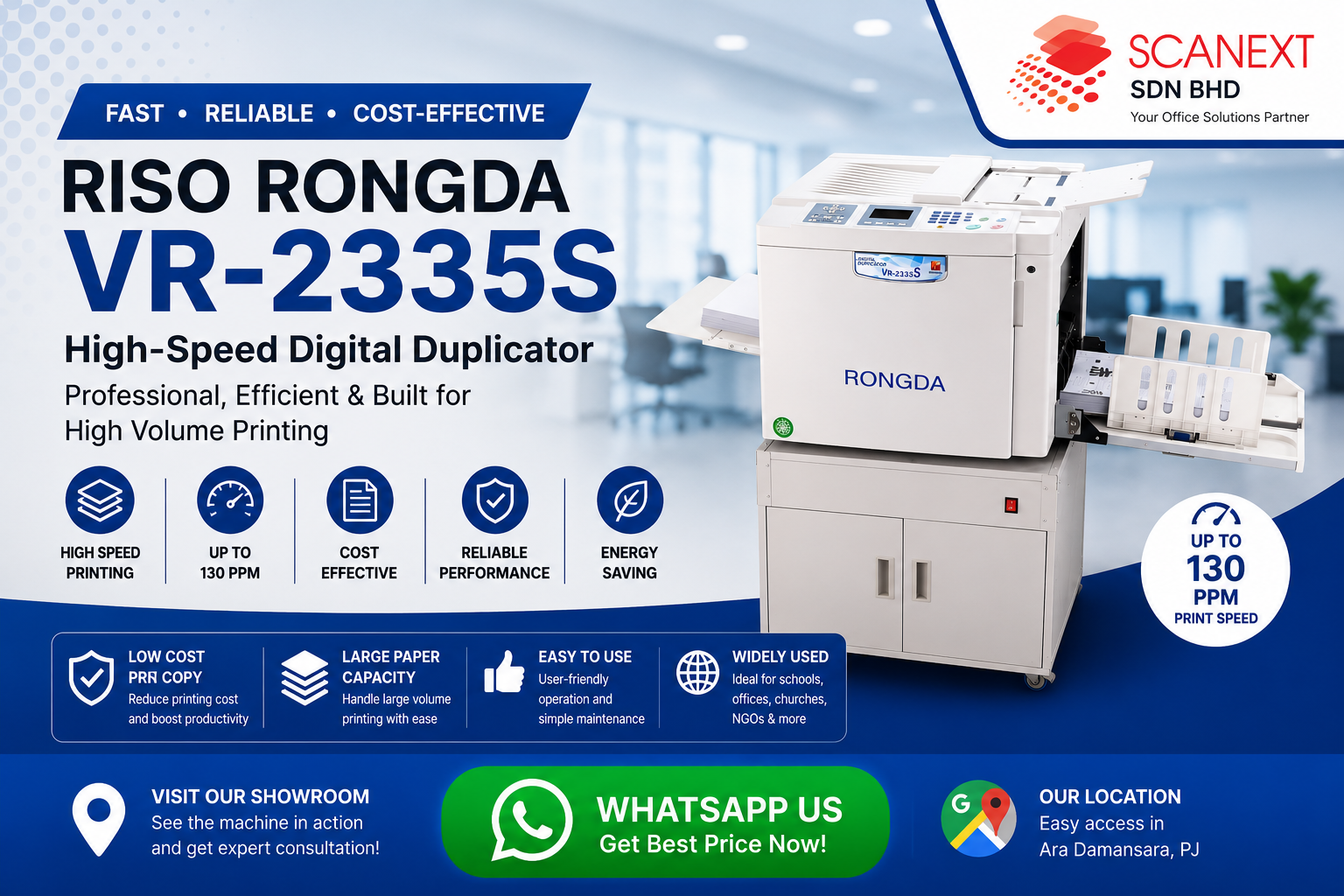 Riso Rongda VR-2335S Digital Duplicator Front View - Scanext Sdn Bhd Ara Damansara