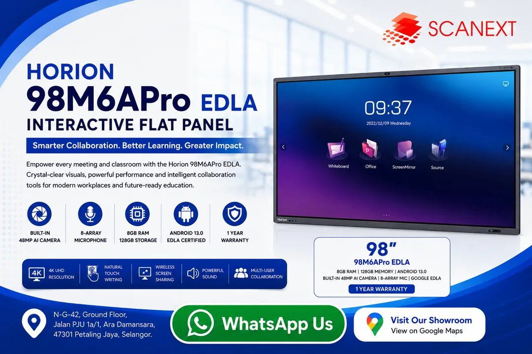 Horion 98M6APro EDLA 98 inch 4K Interactive Flat Panel Display by scanext Sdn Bhd