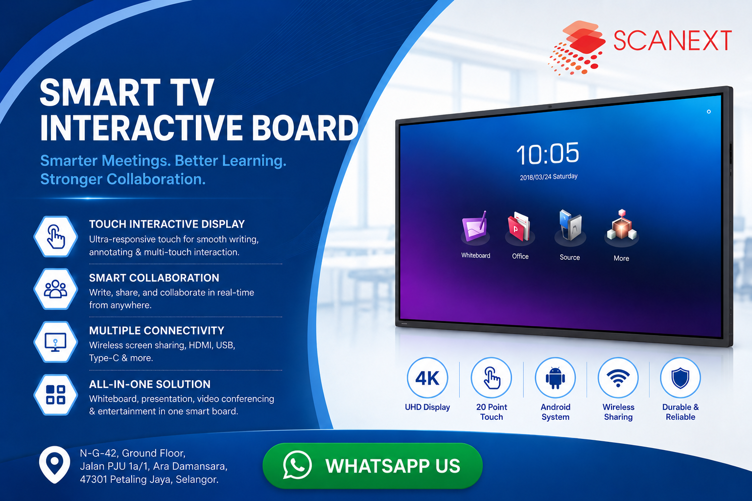 Horion 65M3AG2 65 inch 4K Commercial Interactive Flat Panel Display by scanext Sdn Bhd