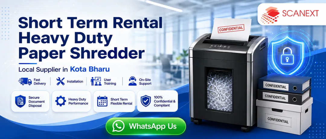 Short term rental heavy duty paper shredder Kota Bharu Kelantan Scanext Solution Sdn Bhd