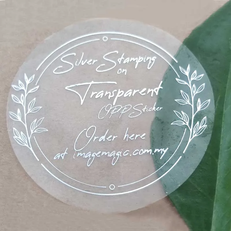 Transparent Sticker With Silver Foil Stamping Embossing