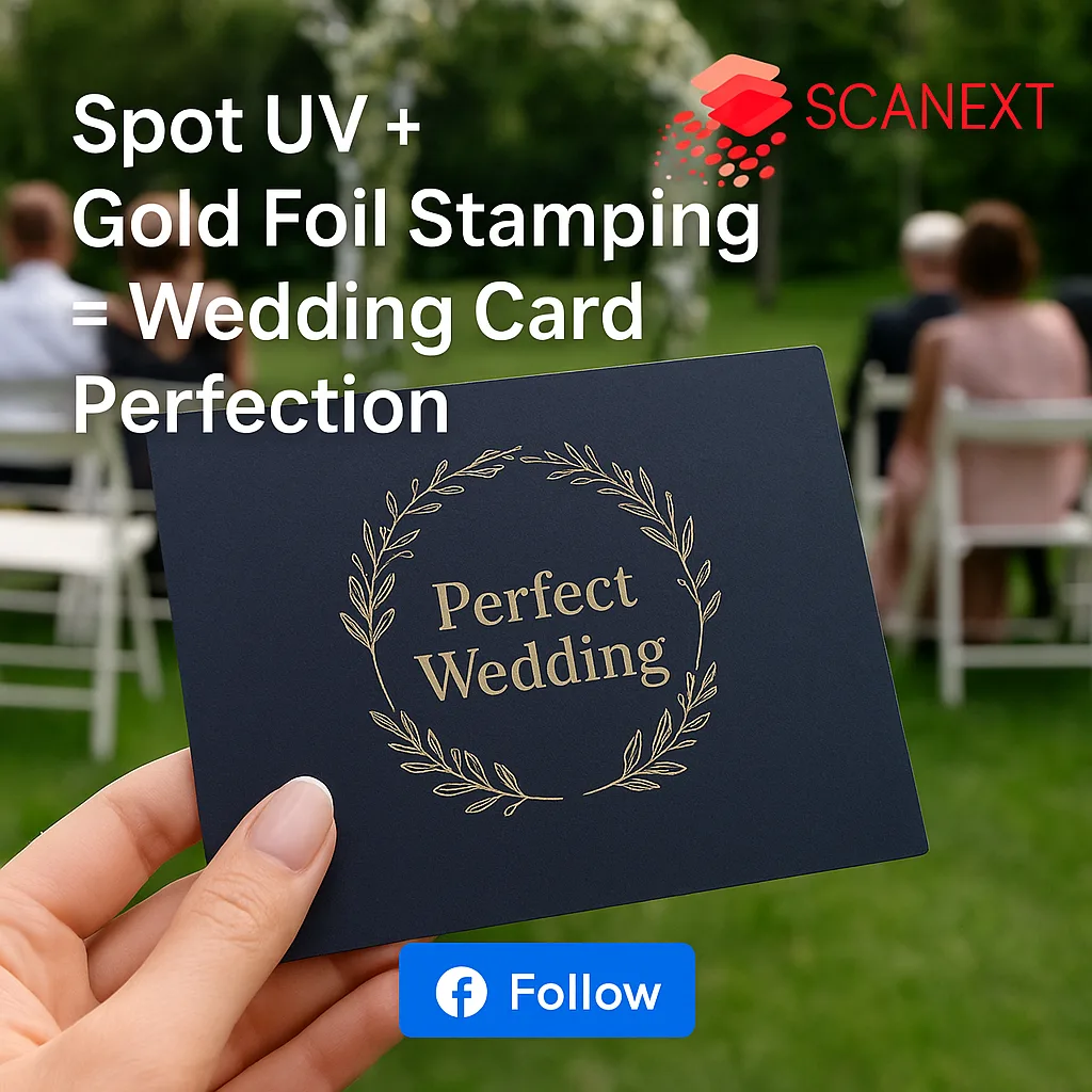 Spot UV + Gold Foil Stamping = Wedding Card Perfection 