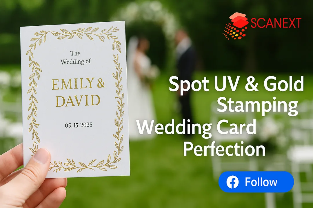 Spot UV & Gold Stamping Wedding Card Perfection