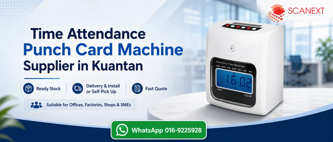 Time attendance punch card machine supplier in Kuantan Pahang by Scanext