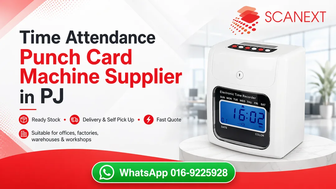 Time attendance punch card machine supplier in PJ by Scanext Solution Ara Damansara