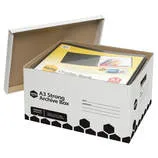 A normal archive box will hold around 2500 pages when full.​